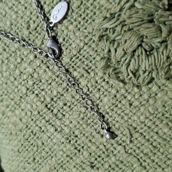 BIB SPEAR FAN Statement necklace 16 INCH W 3 INCH EXTENSION SILVERTONE - Picture 6 of 6